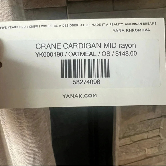 NWT Yana K Crane Cardigan Mid Rayon Oatmeal One Size Fits All S-M-L - Picture 5 of 10